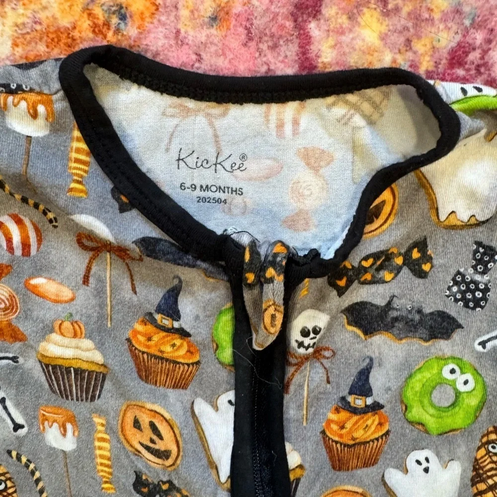Kickee Pants Gray Halloween Treats Kids Footie